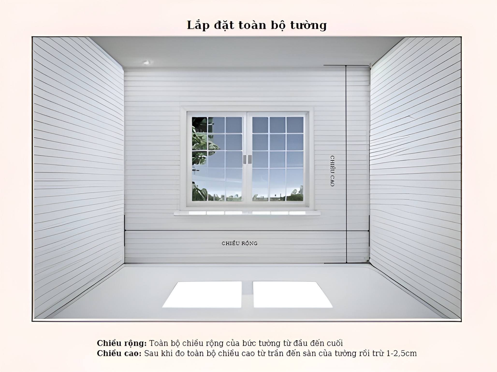 Hướng dẫn đo kích thước Rèm vải nhập khẩu toàn bộ tường