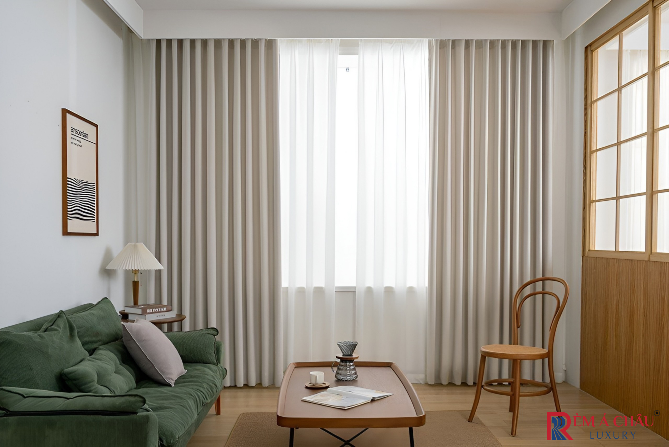 Rèm vải nhập khẩu Á Châu màu Cát nhẹ Light Sand